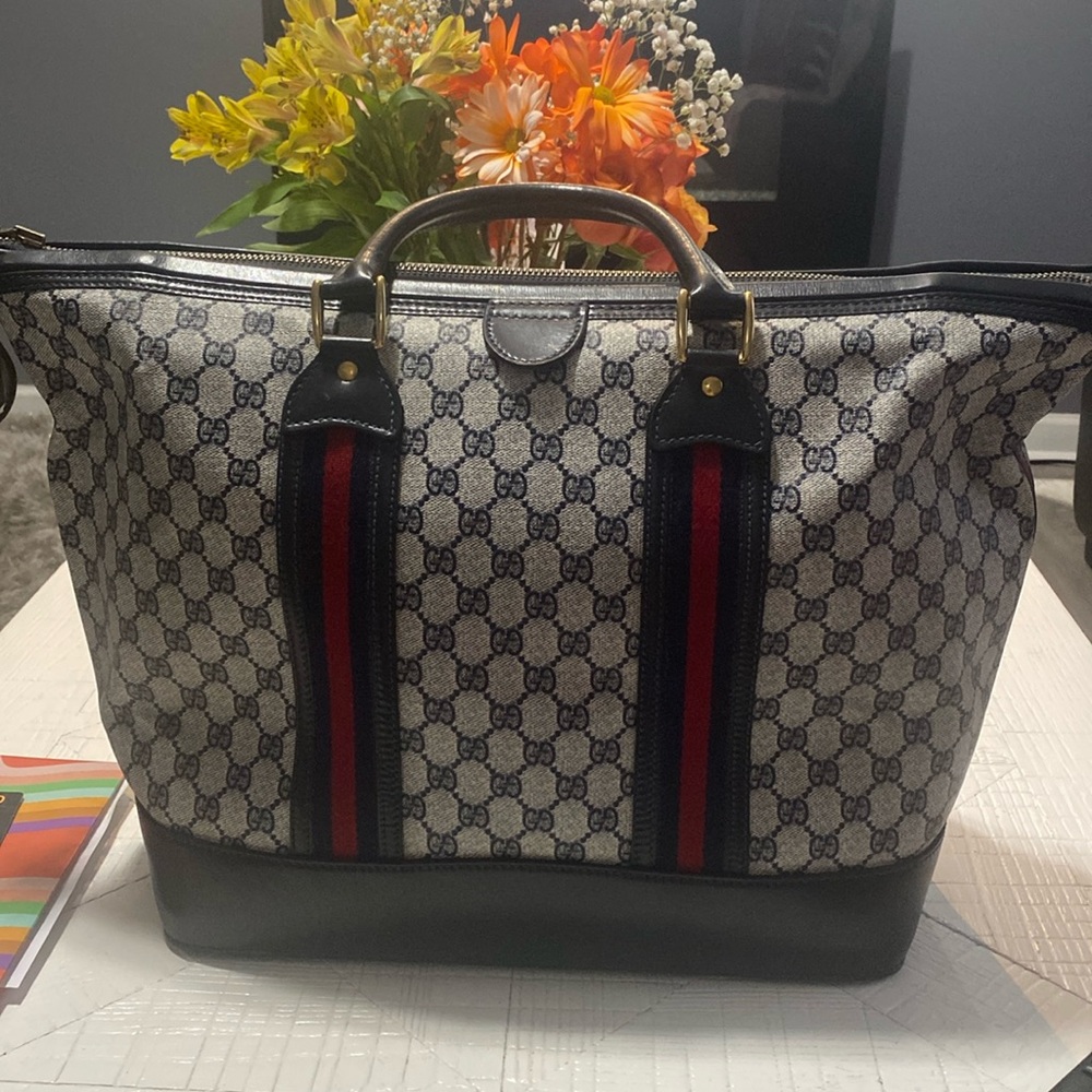 Gucci Monogram Tote Bag - Black and Red